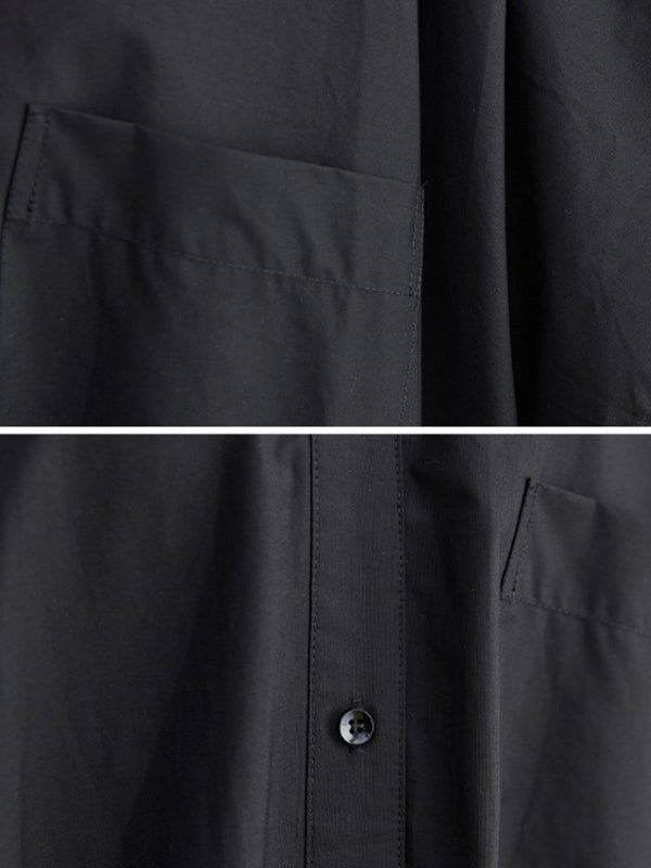 Momentlover Solid Color Short Sleeves Loose V-neck Midi Dresses