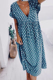 Momentlover Fashion Street Print V Neck A Line Dresses