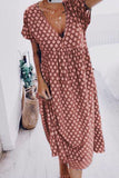 Momentlover Fashion Street Print V Neck A Line Dresses