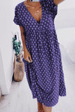 Momentlover Fashion Street Print V Neck A Line Dresses