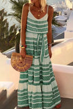 Momentlover Fashion Sexy Print Backless V Neck Sling Dresses