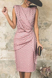 Momentlover Sexy Print Patchwork O Neck Pencil Skirt Dresses