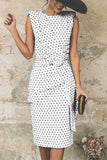 Momentlover Sexy Print Patchwork O Neck Pencil Skirt Dresses