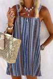 Momentlover Fashion Casual Striped Backless Spaghetti Strap Princess Dresses