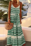 Momentlover Sexy Print Frenulum V Neck Beach Dresses(4 Colors)