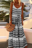 Momentlover Sexy Print Frenulum V Neck Beach Dresses(4 Colors)