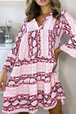 Momentlover Casual Print Patchwork V Neck Printed Dresses(3 Colors)