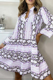 Momentlover Casual Print Patchwork V Neck Printed Dresses(3 Colors)