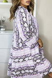 Momentlover Casual Print Patchwork V Neck Printed Dresses(3 Colors)