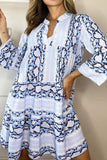 Momentlover Casual Print Patchwork V Neck Printed Dresses(3 Colors)