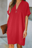 Momentlover Casual Solid Patchwork V Neck Straight Dresses(3 Colors)