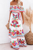 Momentlover Fashion Street Print Patchwork Off the Shoulder A Line Dresses