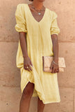 Momentlover Fashion Casual Solid Patchwork V Neck Princess Dresses(6 Colors)