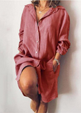 Momentlover Casual Simplicity Solid Buckle Shirt Collar Dresses(5 Colors)