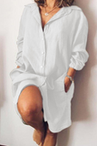 Momentlover Casual Simplicity Solid Buckle Shirt Collar Dresses(5 Colors)