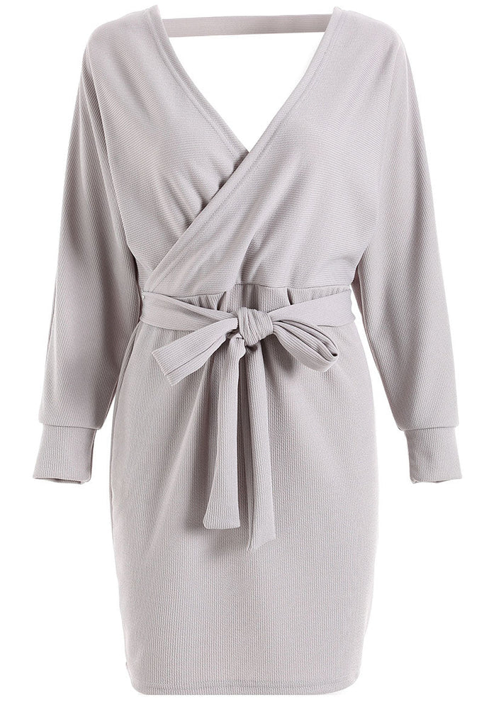 Momentlover Casual Solid Patchwork V Neck A Line Dresses(7 Colors)