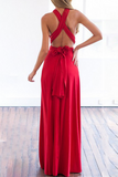 Momentlover Fashion Elegant Solid Patchwork Backless Strap Design Evening Dress Dresses