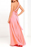 Momentlover Fashion Elegant Solid Patchwork Backless Strap Design Evening Dress Dresses