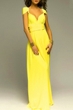 Momentlover Fashion Elegant Solid Patchwork Backless Strap Design Evening Dress Dresses