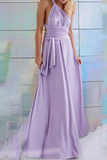 Momentlover Fashion Elegant Solid Patchwork Backless Strap Design Evening Dress Dresses