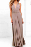 Momentlover Fashion Elegant Solid Patchwork Backless Strap Design Evening Dress Dresses