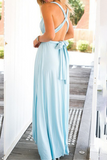 Momentlover Fashion Elegant Solid Patchwork Backless Strap Design Evening Dress Dresses
