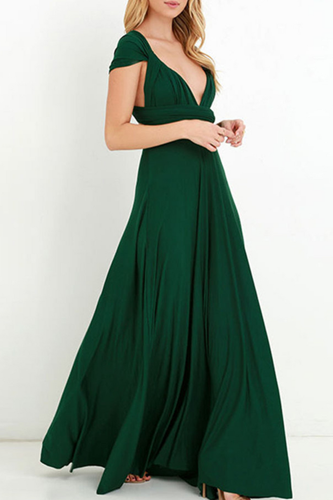 Momentlover Fashion Elegant Solid Patchwork Backless Strap Design Evening Dress Dresses