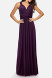 Momentlover Fashion Elegant Solid Patchwork Backless Strap Design Evening Dress Dresses