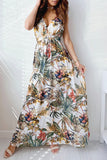 Momentlover Fashion Sweet Print Patchwork V Neck A Line Dresses(4 Colors)
