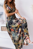 Momentlover Fashion Sweet Print Patchwork V Neck A Line Dresses(4 Colors)