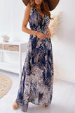 Momentlover Fashion Sweet Print Patchwork V Neck A Line Dresses(4 Colors)