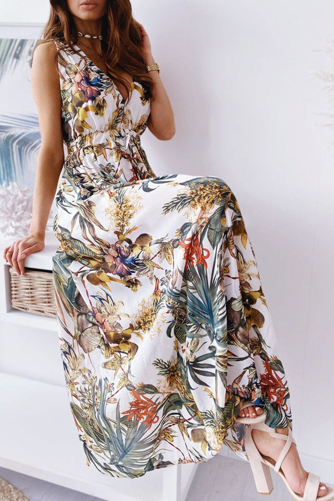 Momentlover Fashion Sweet Print Patchwork V Neck A Line Dresses(4 Colors)