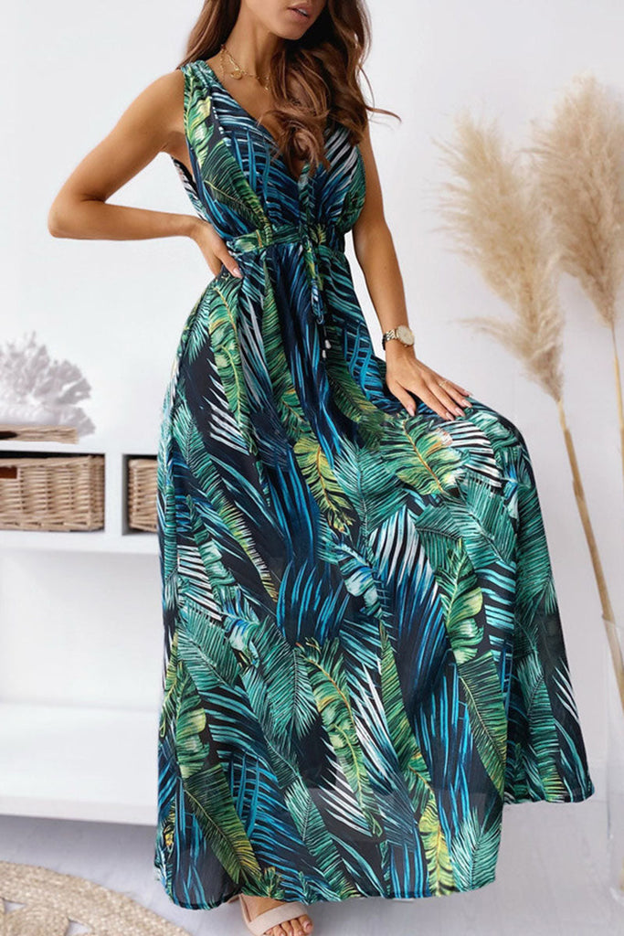 Momentlover Fashion Sweet Print Patchwork V Neck A Line Dresses(4 Colors)
