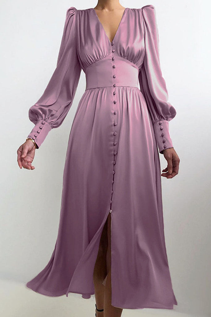 Momentlover Fashion Street Solid Patchwork V Neck A Line Dresses