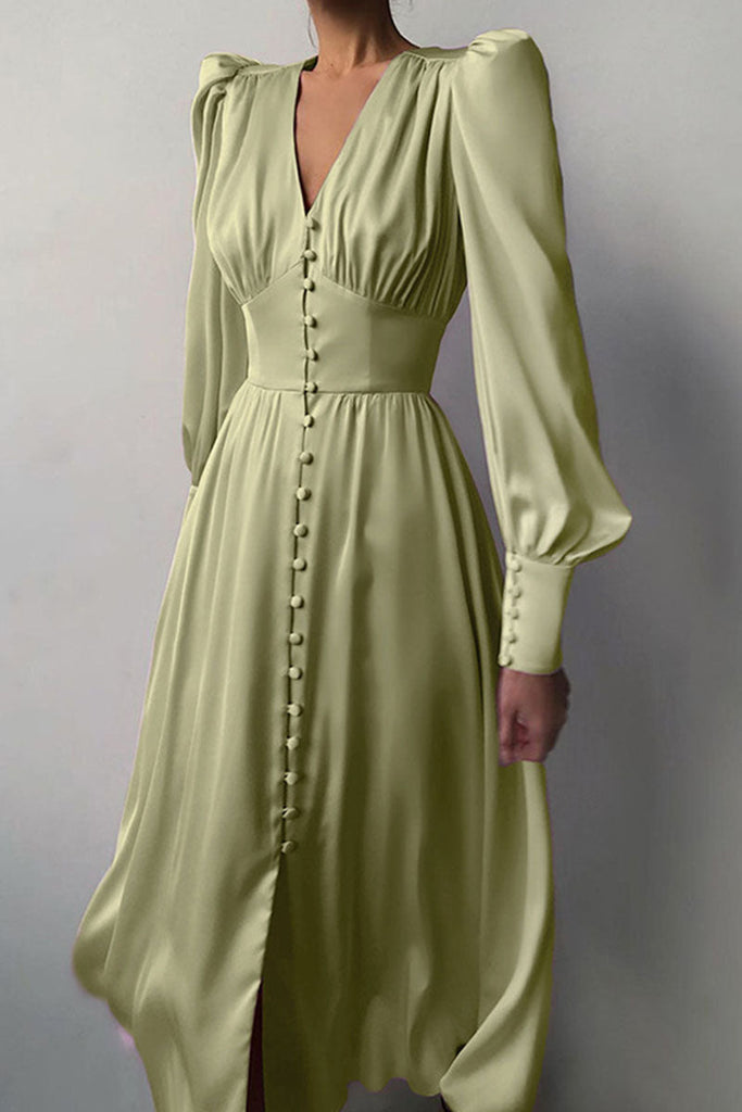 Momentlover Fashion Street Solid Patchwork V Neck A Line Dresses