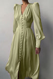 Momentlover Fashion Street Solid Patchwork V Neck A Line Dresses