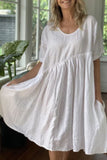 Momentlover Fashion Casual Solid Patchwork O Neck Princess Dresses