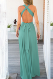 Momentlover Fashion Elegant Solid Patchwork Backless Strap Design Evening Dress Dresses