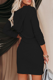 Momentlover Elegant Solid Frenulum Zipper Hooded Collar Wrapped Skirt Dresses(5 Colors)