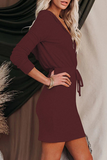 Momentlover Elegant Solid Frenulum Zipper Hooded Collar Wrapped Skirt Dresses(5 Colors)