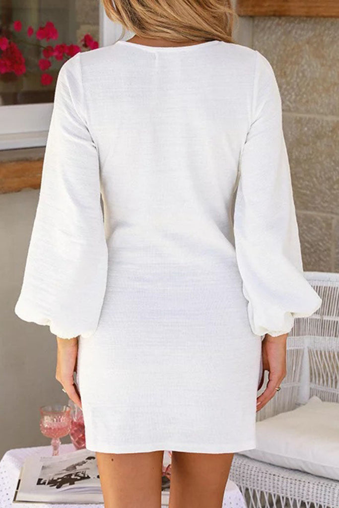 Momentlover Fashion Casual Solid Patchwork O Neck A Line Dresses(5 Colors)