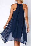 Momentlover Fashion Street Solid Patchwork O Neck Pencil Skirt Dresses
