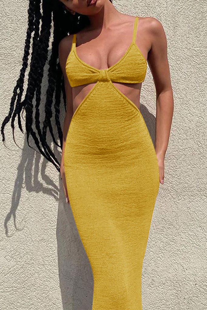 Momentlover Elegant Solid Patchwork Backless V Neck Evening Dress Dresses