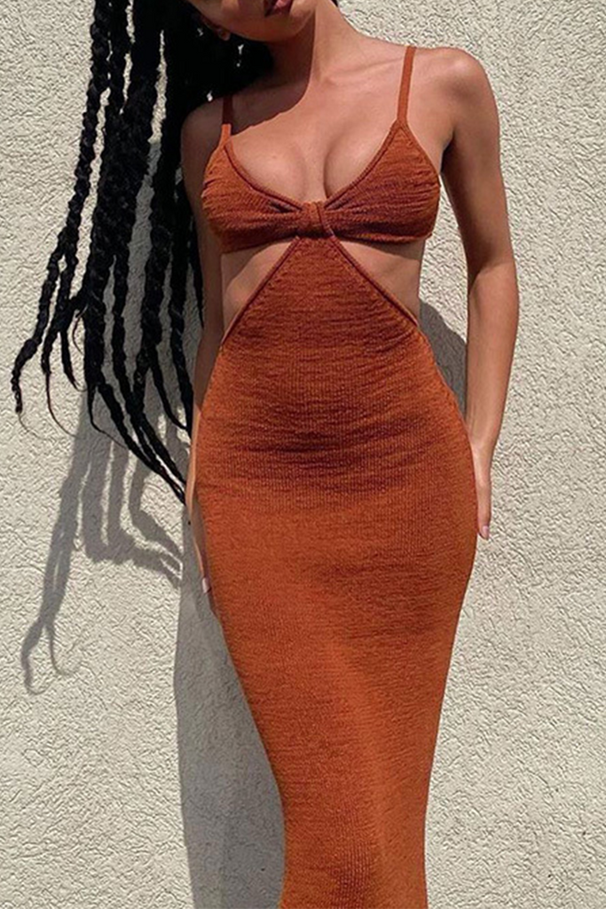Momentlover Elegant Solid Patchwork Backless V Neck Evening Dress Dresses