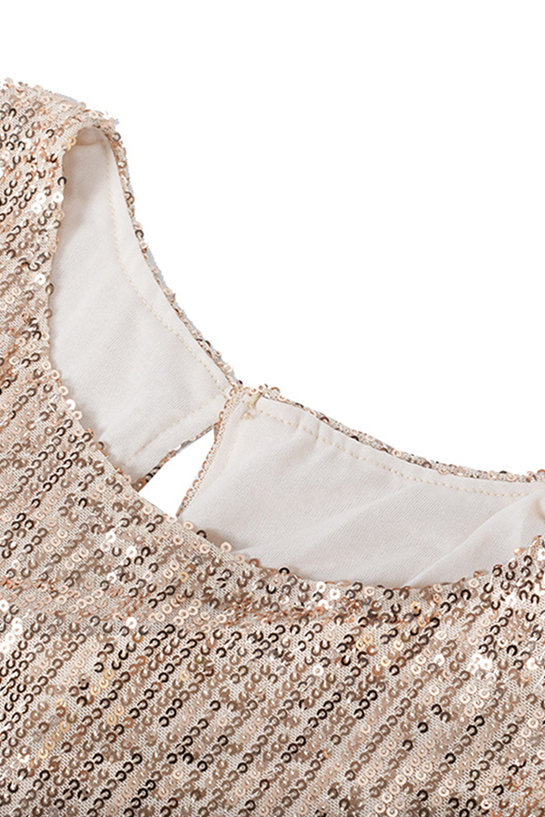 Momentlover Elegant Solid With Belt Sequins O Neck A Line Dresses