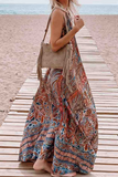 Momentlover Casual Print Mesh V Neck Straight Dresses