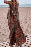 Momentlover Casual Print Mesh V Neck Straight Dresses
