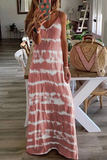 Momentlover Casual Print Patchwork Spaghetti Strap Straight Dresses(3 Colors)