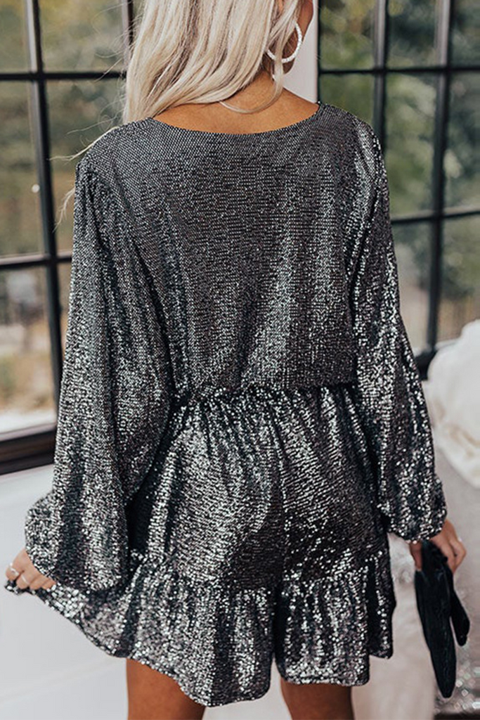 Momentlover Fashion Solid Split Joint V Neck Waist Skirt Dresses
