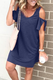 Momentlover Casual Solid Patchwork O Neck Straight Dresses